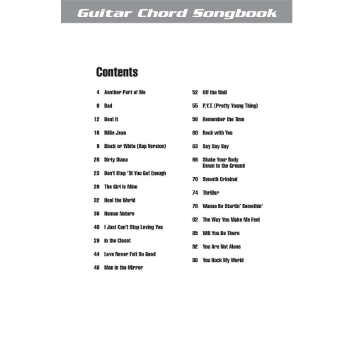 Michael Jackson - Guitar Chord Songbook