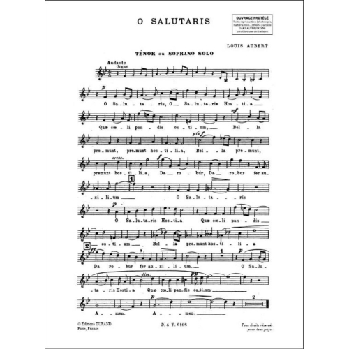 Aubert, Louis - O Salutaris Complet