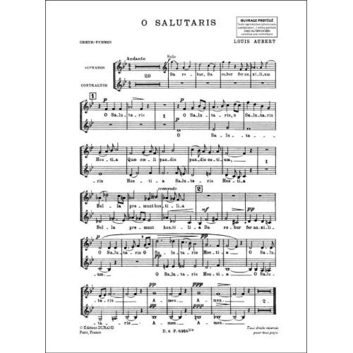 Aubert, Louis - O Salutaris Complet