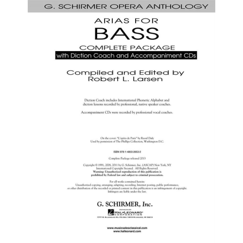 Arias For Bass - Complete Package