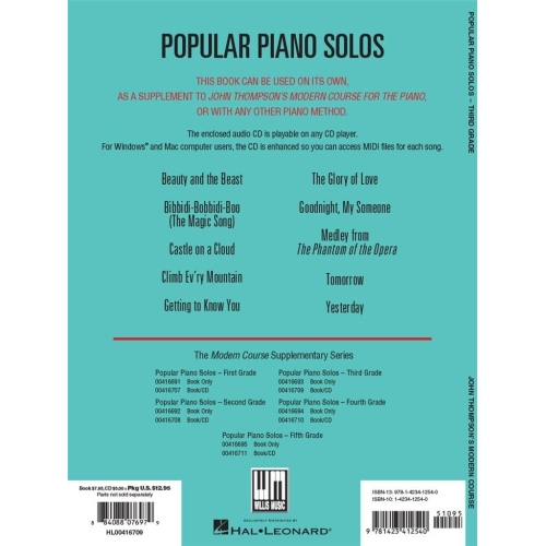 Popular Piano Solos - Grade 3 - Book/Audio
