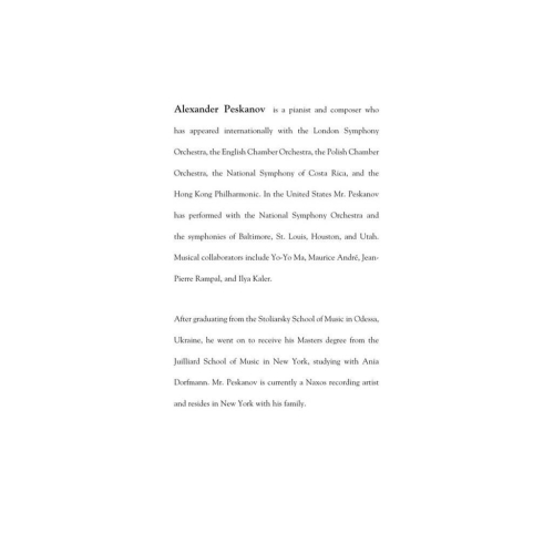 Peskanov, Alexander - Concerto No. 1 for Piano and Strings