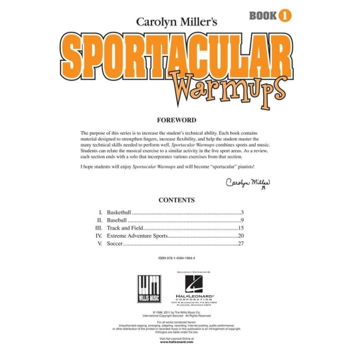 Miller, Carolyn - Sportacular Warmups - Book 1