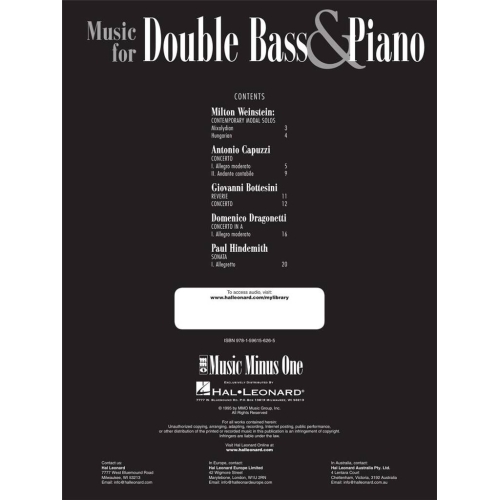 Music for Double Bass & Piano - Advanced Level