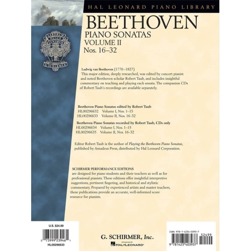 Beethoven - Piano Sonatas, Volume II - Book Only