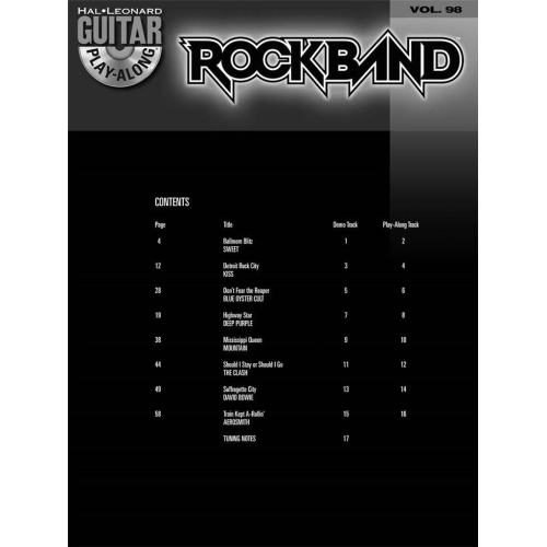 Guitar Play-Along Volume 98: Rock Band