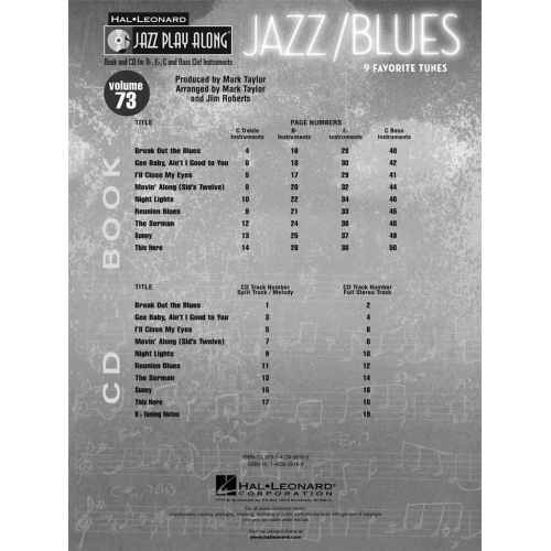 Jazz Play-Along Volume 73: Jazz/Blues