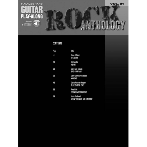 Guitar Play-Along Volume 81: Rock Anthology