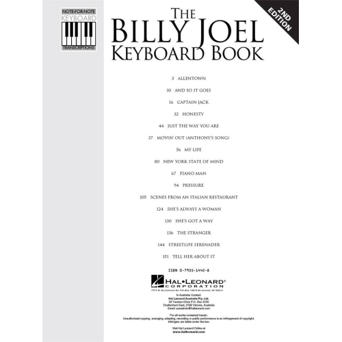 Billy Joel: The Billy Joel Keyboard Book