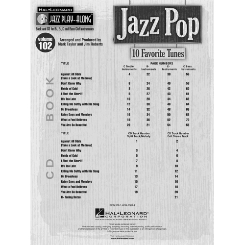 Jazz Play-Along Volume 102: Jazz Pop