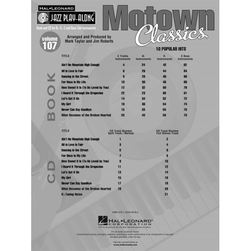 Jazz Play-Along Volume 107: Motown Classics