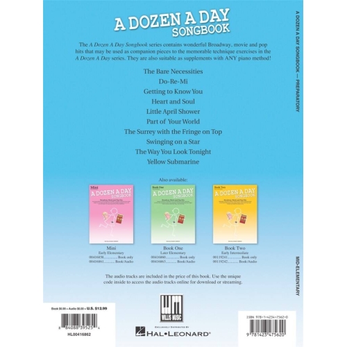 A Dozen A Day Songbook: Preparatory & Audio