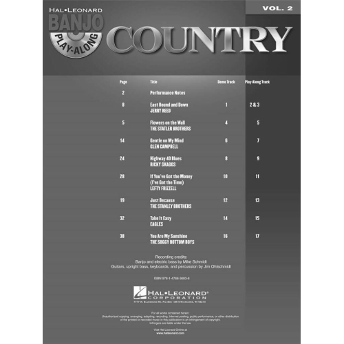 Banjo Play-Along Volume 2: Country -