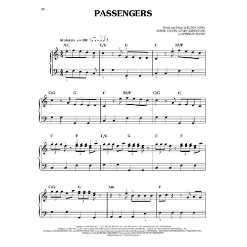 Easy Piano Solos: Elton John