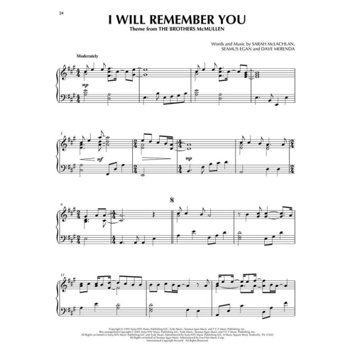 Sarah McLachlan for Piano Solo