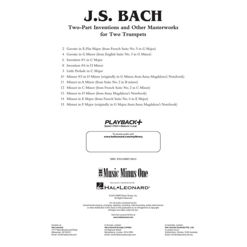 Bach, J.S - Two-Part Inventions for Two Trumpets