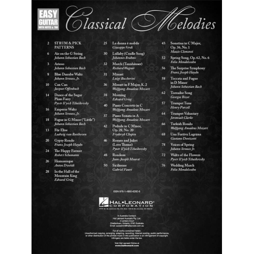 Classical Melodies: Easy Guitar With Notes & Tab