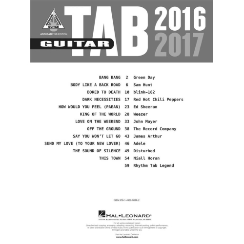 Guitar Tab 2016-2017