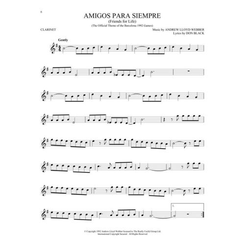 The Songs Of Andrew Lloyd Webber - Clarinet