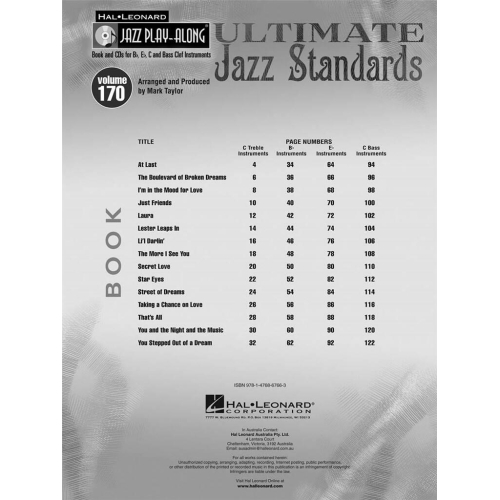 Jazz Play-Along Volume 170: Ultimate Jazz Standards (Book/2 CDs) -