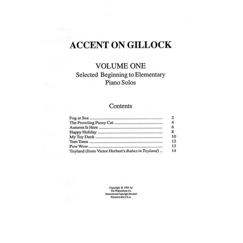 Accent On Gillock Book 1