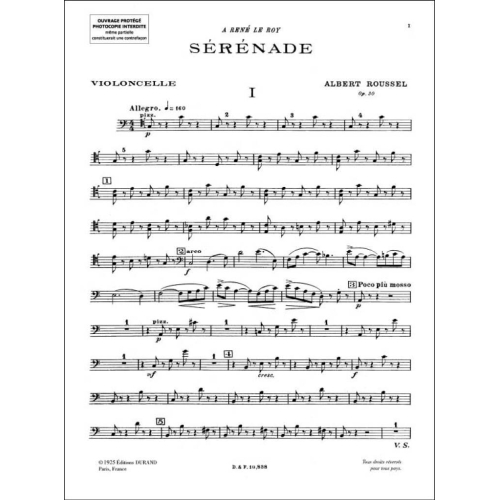Roussel, Albert - Serenade Op 30 Flute-Violon-Alto-Violoncelle-Harpe