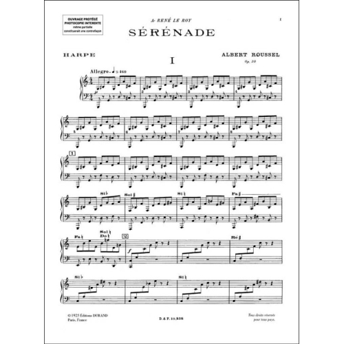 Roussel, Albert - Serenade Op 30 Flute-Violon-Alto-Violoncelle-Harpe