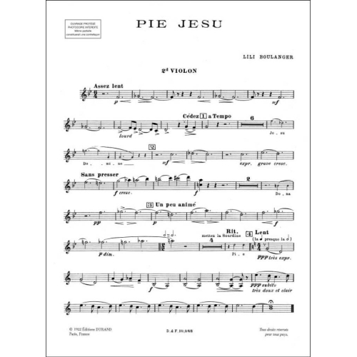 Boulanger, Lili - Pie Jesu, pour soprano, quatuor à cordes,