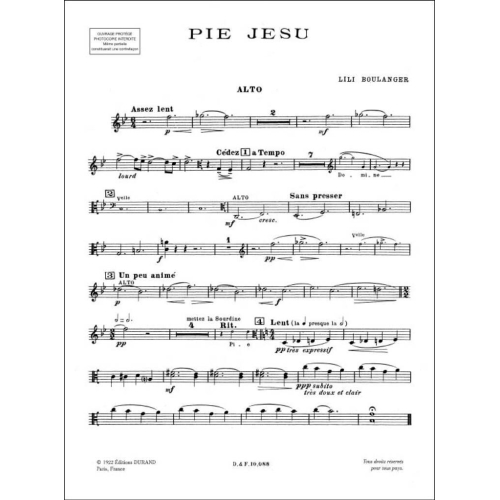 Boulanger, Lili - Pie Jesu, pour soprano, quatuor à cordes,