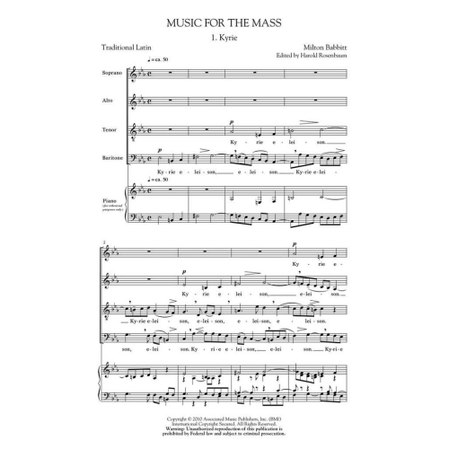 Babbitt, Milton - Music for the Mass