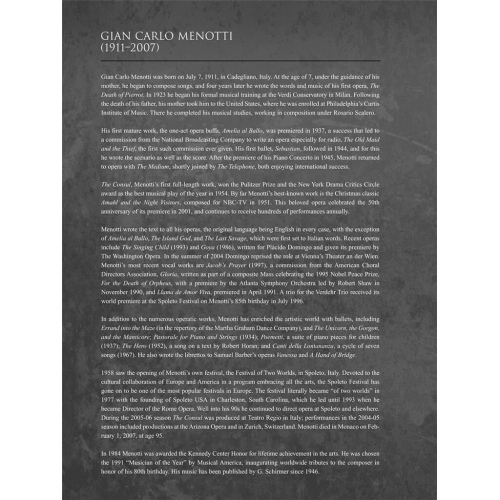 Menotti Arias for Mezzo-Soprano