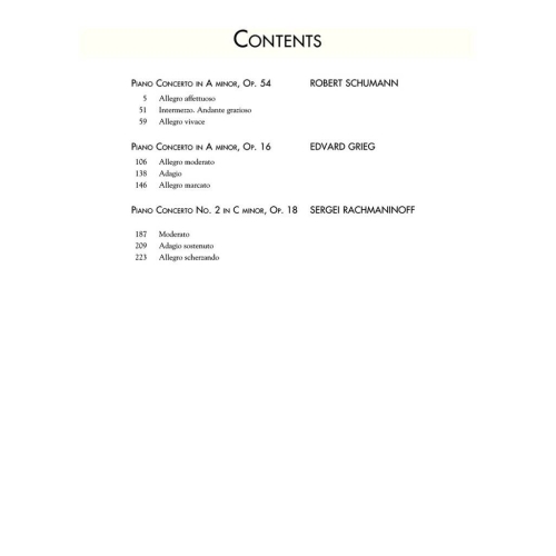Three Romantic Piano Concertos