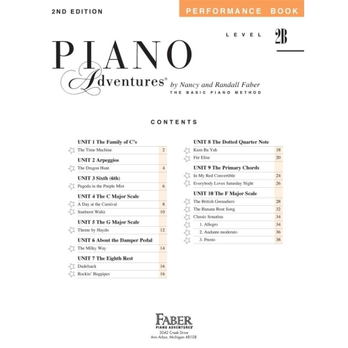 Faber & Faber - Piano Adventures Performance Book Level 2B
