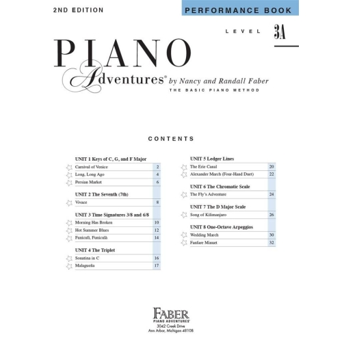 Faber & Faber - Piano Adventures Performance Book Level 3A