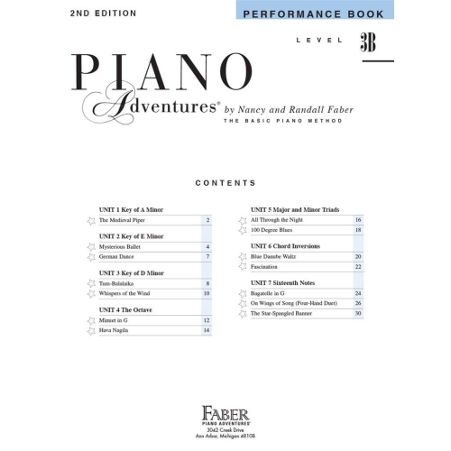 Faber & Faber - Piano Adventures Performance Book Level 3B