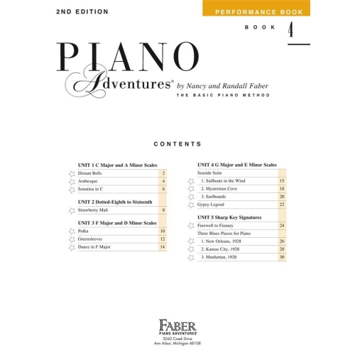 Faber & Faber - Piano Adventures Performance Book Level 4