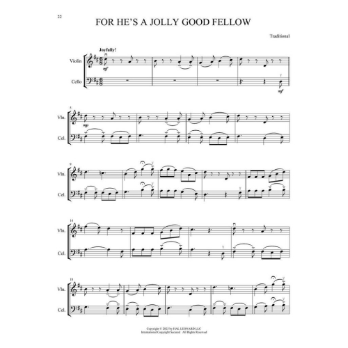 Folk Songs for Violin and Cello Duet