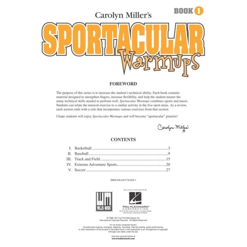 Miller, Carolyn - Sportacular Warm-Ups, Book 1