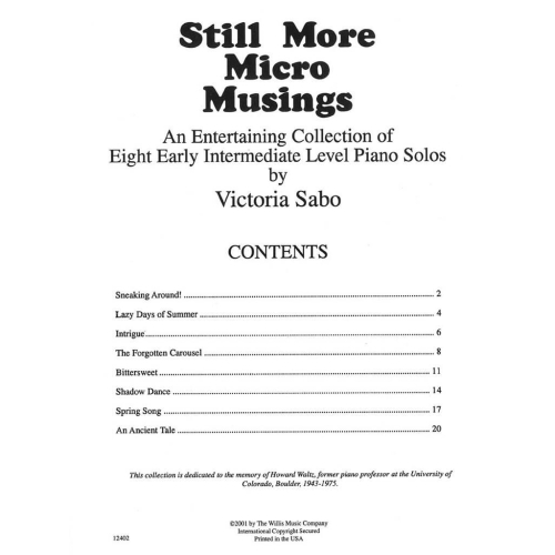 Sabo, Victoria - Still More Micro Musings