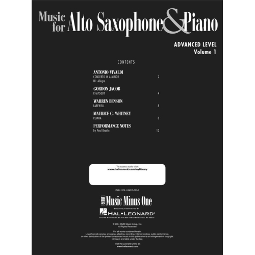 Brodie, Paul - Advanced Alto Sax Solos - Vol. 1