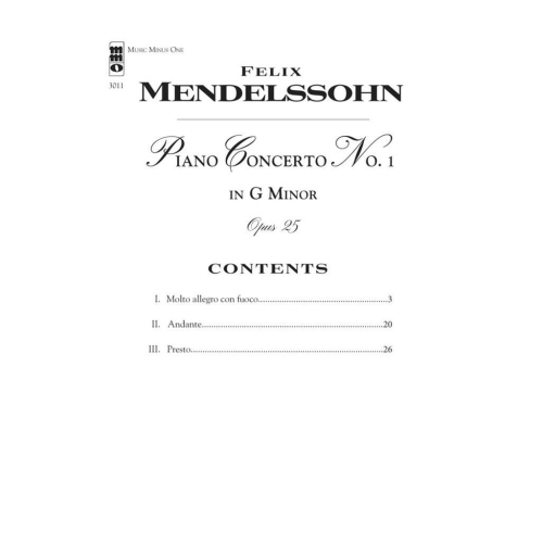 Bartholdy, Felix Mendelssohn - Mendelssohn Concerto No. 1 in G Minor, Op. 25