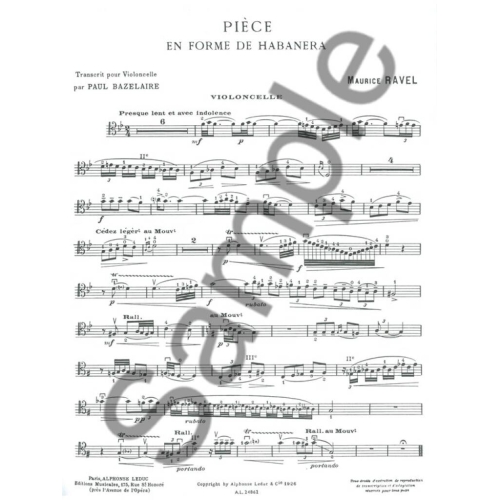 Ravel, Maurice - Piece en forme de habanera