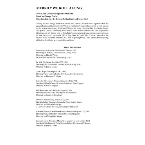 Sondheim, Stephen - Merrily We Roll Along