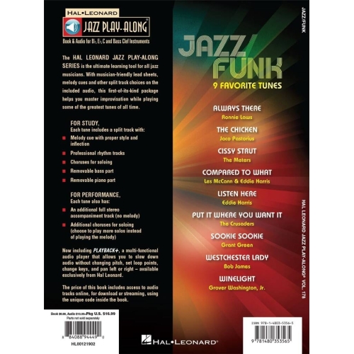 Jazz Play-Along Volume 178: Jazz/Funk - 9 Favorite Tunes (Book/Online Audio) -