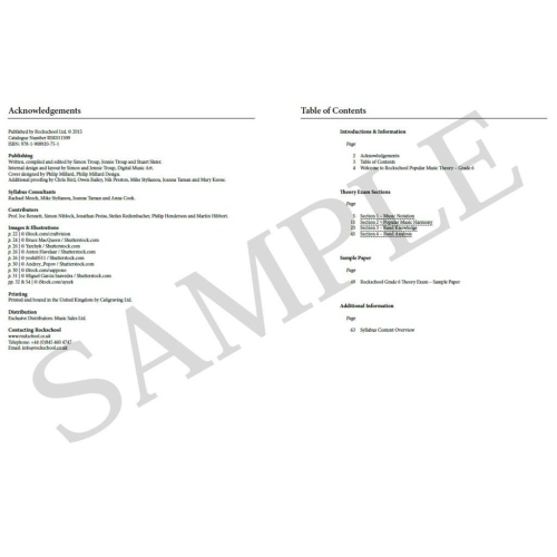 Rockschool: Popular Music Theory Workbook Grade 6