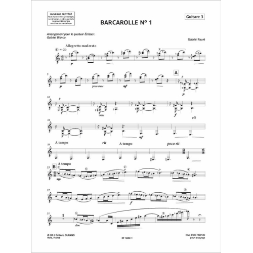 Fauré, Gabriel - Barcarolle n°1