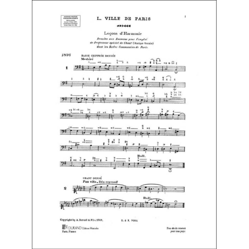 Chapuis, Auguste - Lecons D'Harmonie, Edition A, Basse Et Chants