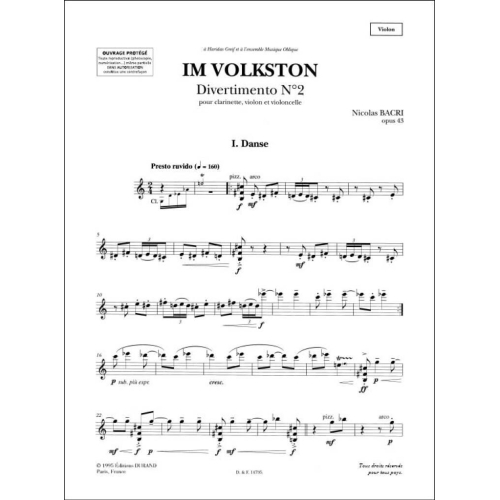 Bacri, Nicolas - Im Volkston Clarinette-Violon-Violoncelle