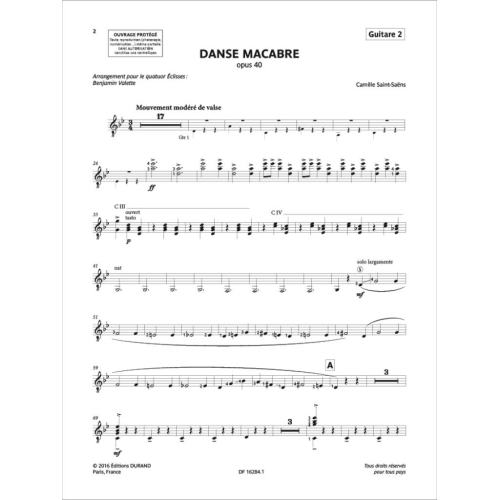 Saint-Saëns, Camille - Danse macabre opus 40 - Parts