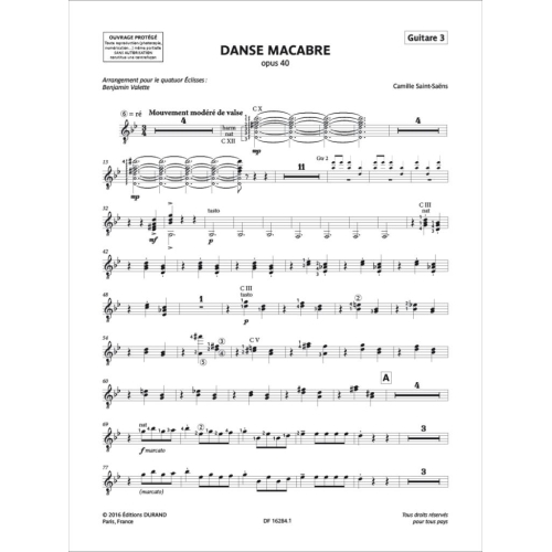 Saint-Saëns, Camille - Danse macabre opus 40 - Parts